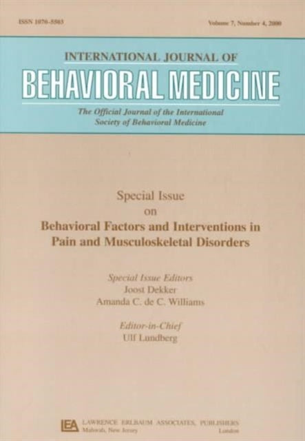 Book cover of: Behavioral Factors and Interventions in Pain and Musculoskeletal Disorders