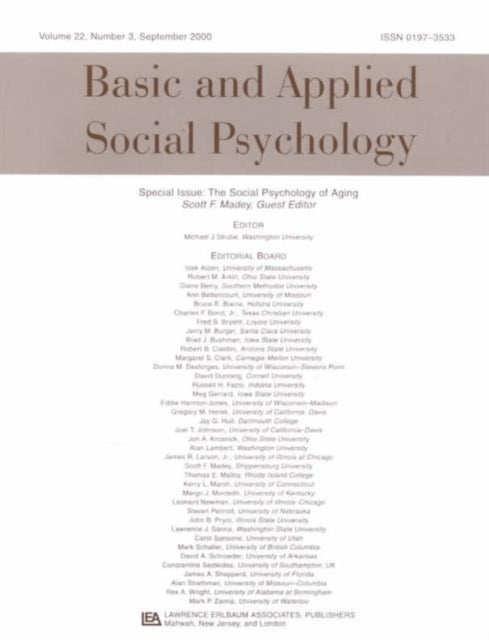 Book cover of: Social Psychology of Aging. By: Scott F. Madey
