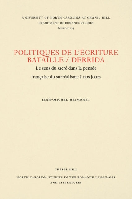 Book cover of: Politiques De L'ecriture Bataille / Derrida