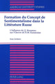 Book cover of: Formation du Concept de Sentimentalisme dans la Litterature Russe. By: Inna Gorbatov