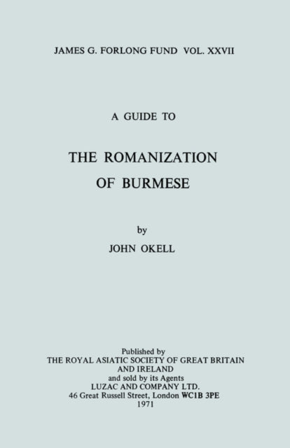 Book cover of: Guide to the Romanization of Burmese. By: John Okell