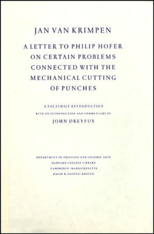 Letter to Philip Hofer on Certain Problems Connected with the Mechanical Cutting of Punches