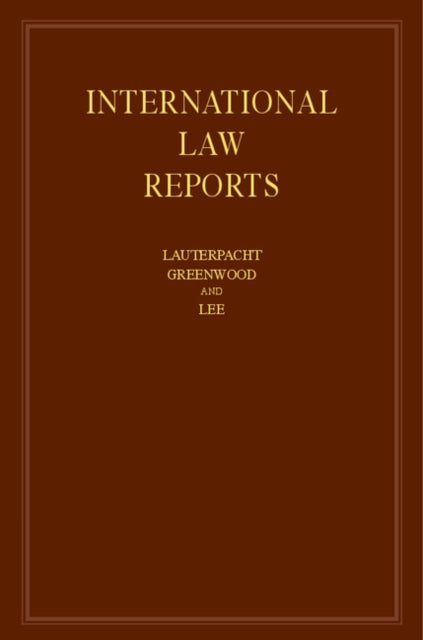 Book cover of: International Law Reports: Volume 161. By: Elihu Lauterpacht