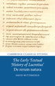 Book cover of: Early Textual History of Lucretius' De rerum natura. By: David Butterfield