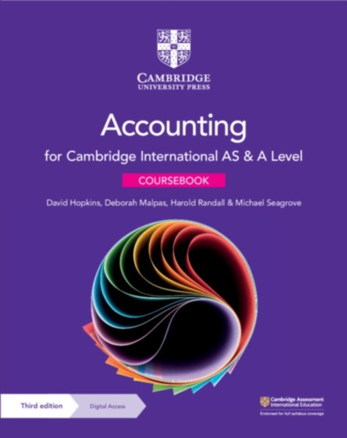 Book cover of: Cambridge International AS & A Level Accounting Coursebook with Digital Access (2 Years). By: David Hopkins