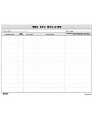 5S Red Tag Register Form