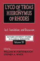 Book cover of: Lyco of Troas and Hieronymus of Rhodes. By: Stephen White