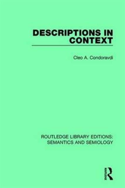 Book cover of: Descriptions in Context. By: Cleo A. Condoravdi