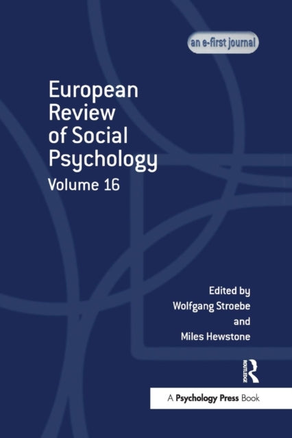 Book cover of: European Review of Social Psychology: Volume 16. By: Wolfgang STROEBE