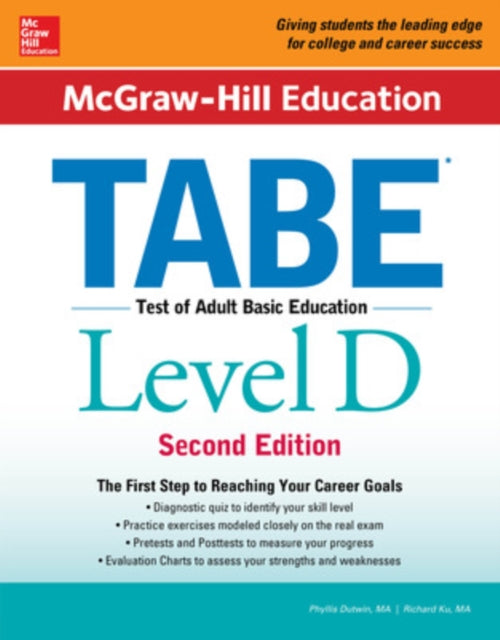 Book cover of: McGraw-Hill Education TABE Level D, Second Edition. By: John Diehl