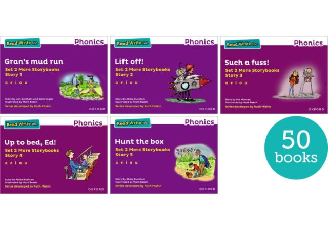 Book cover of: Read Write Inc. Phonics: Purple Set 2 More Storybooks (Pack of 50). By: Ruth Miskin