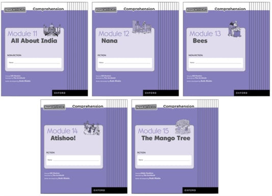 Book cover of: Read Write Inc. Comprehension: Modules 11-15 Class Pack of 50 (10 of each title). By: Ruth Miskin