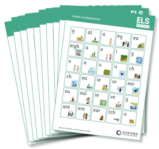 Book cover of: ELS Essential Spelling: Year 2: Phase 5 Alternative Sounds Mat Pack of 10