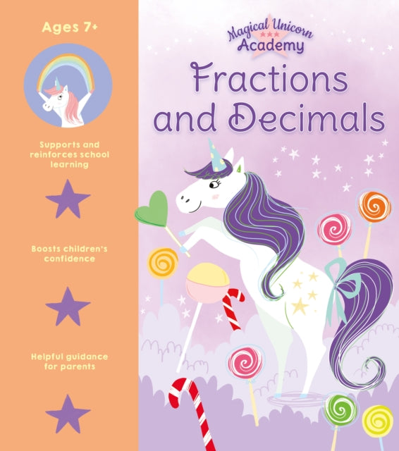 Book cover of: Magical Unicorn Academy: Fractions and Decimals. By: Unknown