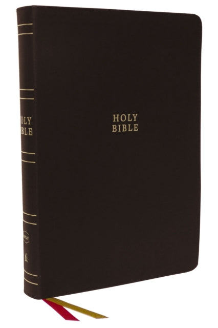 Book cover of: NKJV Holy Bible, Super Giant Print Reference Bible, Brown Bonded Leather, 43,000 Cross References, Red Letter, Comfort Print: New King James Version. By: Zondervan Publishing Company