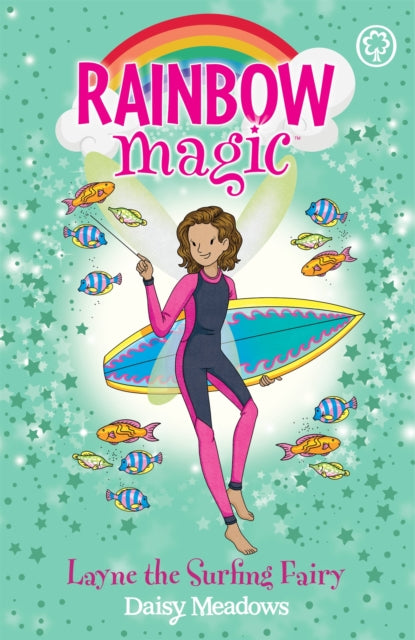 Book cover of: Rainbow Magic: Layne the Surfing Fairy. By: Daisy Meadows