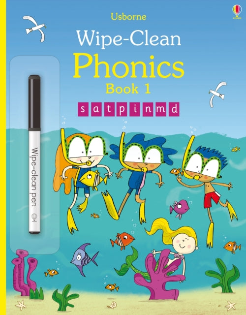 Book cover of: Wipe-clean Phonics book 1. By: Mairi Mackinnon