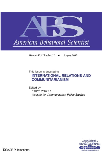 Book cover of: International Relations and Communitarianism. By: Emily Pryor