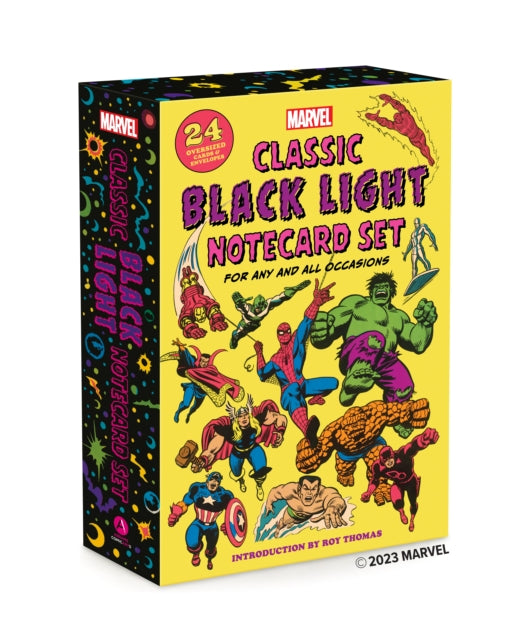 Book cover of: Marvel Classic Black Light Notecard Set: 24 Oversized Cards + Envelopes for Any and All Occasions