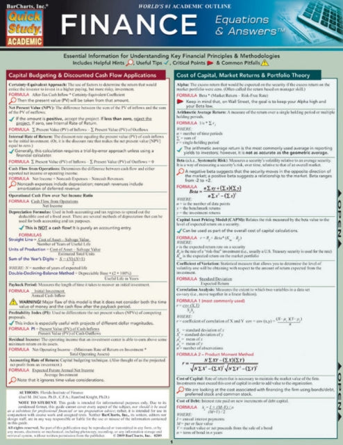 Book cover of: Finance Equations & Answers