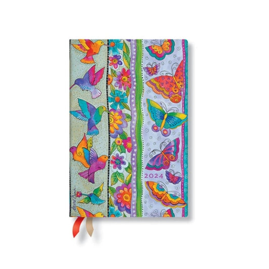 Book cover of: Hummingbirds & Flutterbyes (Playful Creations) Mini Verso 12-month Dayplanner 2024. By: Paperblanks