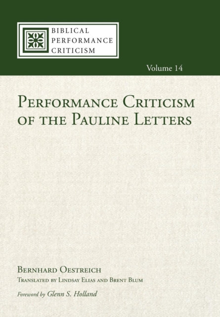 Book cover of: Performance Criticism of the Pauline Letters. By: Bernhard Oestreich