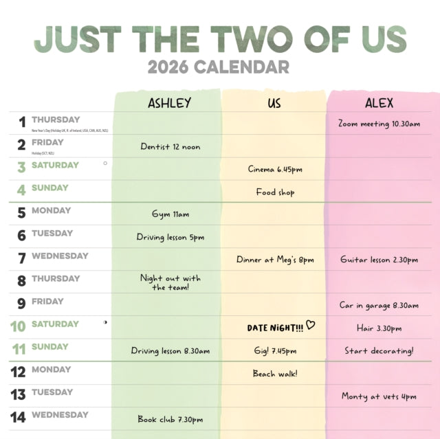 Book cover of: Just The Two Of Us Planner Wall Calendar