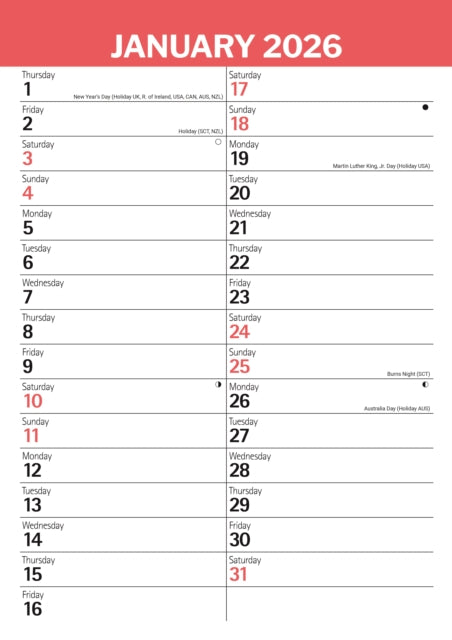 Book cover of: Red Black Large Engagement Planner A3 Ca