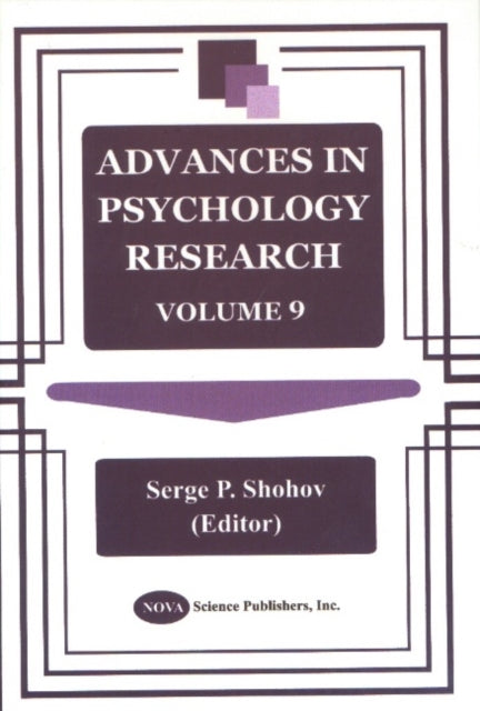 Book cover of: Advances in Psychology Research. By: Serge P. Shohov