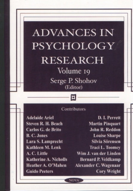 Book cover of: Advances in Psychology Research. By: Serge P. Shohov