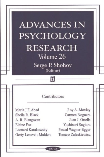 Book cover of: Advances in Psychology Research. By: Serge P. Shohov
