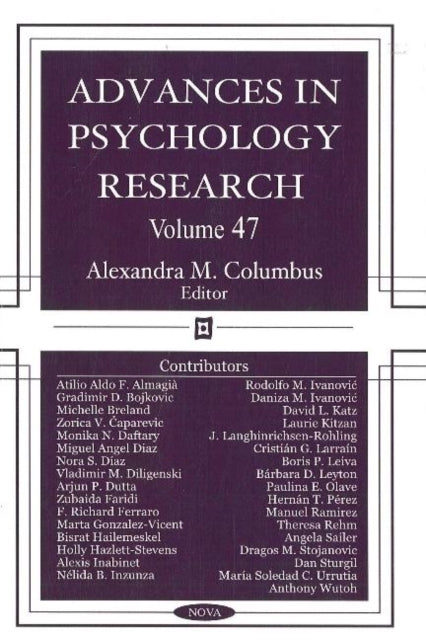 Book cover of: Advances in Psychology Research. By: Alexandra Columbus