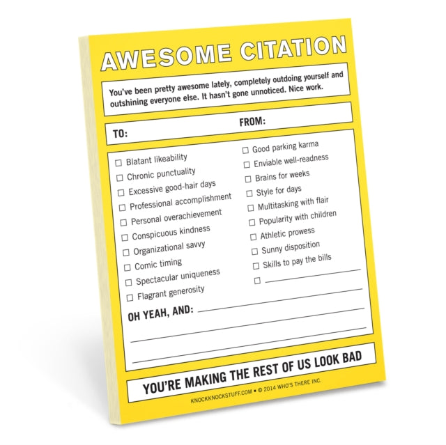 Book cover of: Knock Knock Nifty Note: Awesome Citation. By: Knock Knock Knock