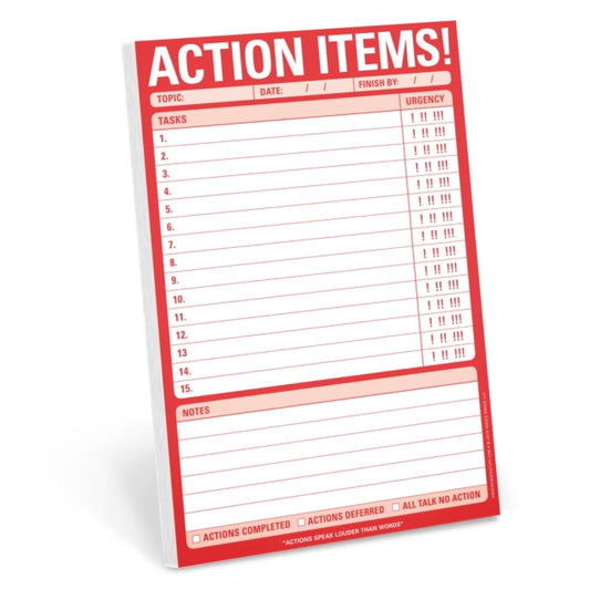 Book cover of: Knock Knock Action Items Pad. By: Knock Knock