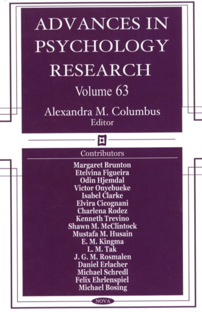 Book cover of: Advances in Psychology Research. By: Alexandra M. Columbus