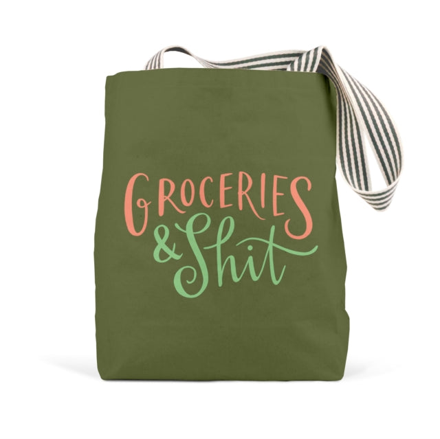 Book cover of: Em & Friends Groceries & Shit (Olive) Tote Bags