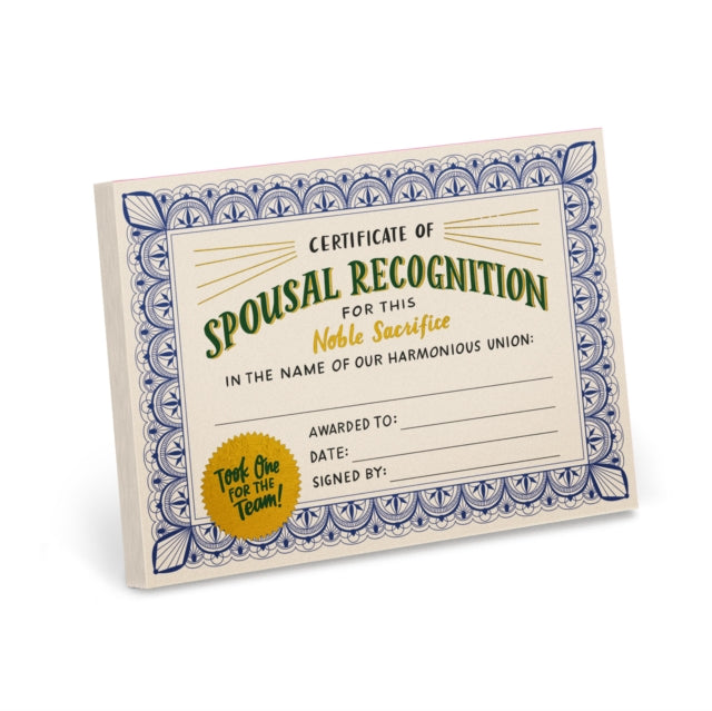 Book cover of: Em & Friends Spousal Recognition Certificate Notepads (New Version). By: Em & Em & Friends