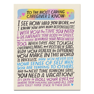 Em & Friends Most Caring Caregiver Greeting Card