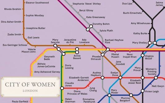 Book cover of: City of Women London Tube Wall Map (A2, 16.5 x 23.4 Inches). By: Reni Eddo-Lodge