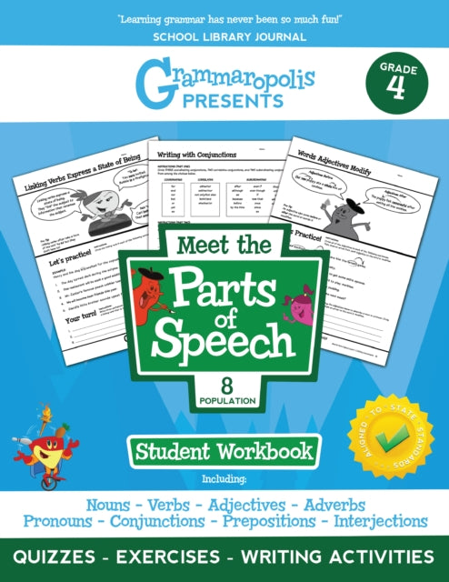 Book cover of: Parts of Speech Workbook, Grade 4. By: Coert Voorhees