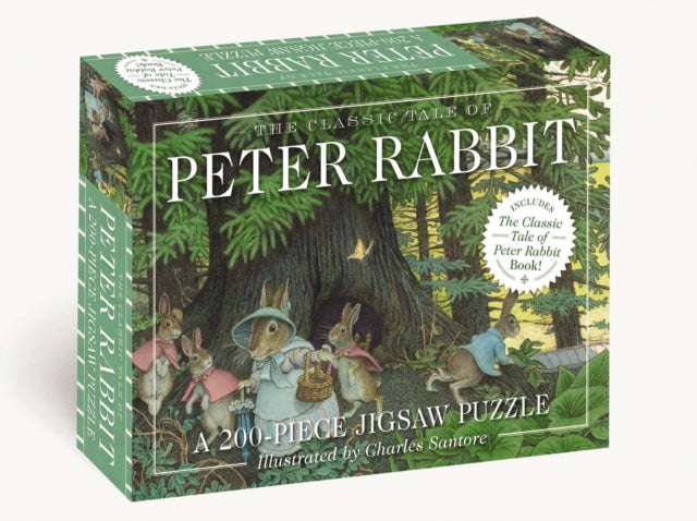 Book cover of: Classic Tale of Peter Rabbit 200-Piece Jigsaw Puzzle and   Book. By: Charles Santore