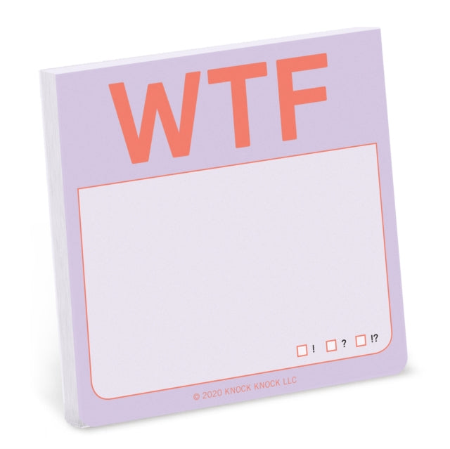 Book cover of: Knock Knock WTF Sticky Notes (Pastel Edition). By: Knock Knock Knock