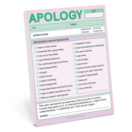 Knock Knock Apology Nifty Note (Pastel Version) 9781683493976 Knock Knock Knock