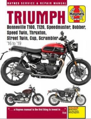 Triumph Bonneville T100, T120, Speedmaster, Bobber, Speed Twin, Thruxton, Street Twin, Cup, Scrambler (16 to 19), 16 to 19