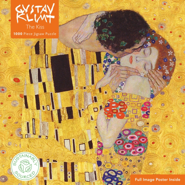 Book cover of: Adult Sustainable Jigsaw Puzzle Gustav Klimt: The Kiss. By: Flame Tree Studio