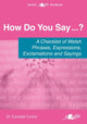 How Do You Say...? - A checklist of Welsh phrases, expressions, exclamations and sayings, A checklist of Welsh phrases, expressions, exclamations and sayings 9781800997103 D. Geraint Lewis