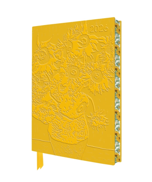 Book cover of: Vincent van Gogh: Sunflowers 2026 Artisan Art Vegan Leather Diary Planner - Page to View with Notes