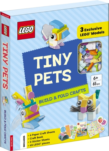 LEGO®  Books. Tiny Pets: Build and Fold Crafts (with 3 exclusive models, 65 pieces, craft book, craft sheets and stickers) 9781837250868 BUSTER BOOKS