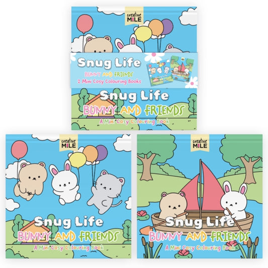 2 Pack Mini Colouring Book   Snug Life Cosy Colouring Bunny and Friends
