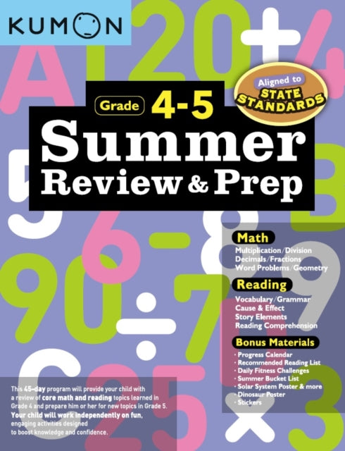 Book cover of: Kumon Summer Review and Prep 4-5. By: Kumon Publishing